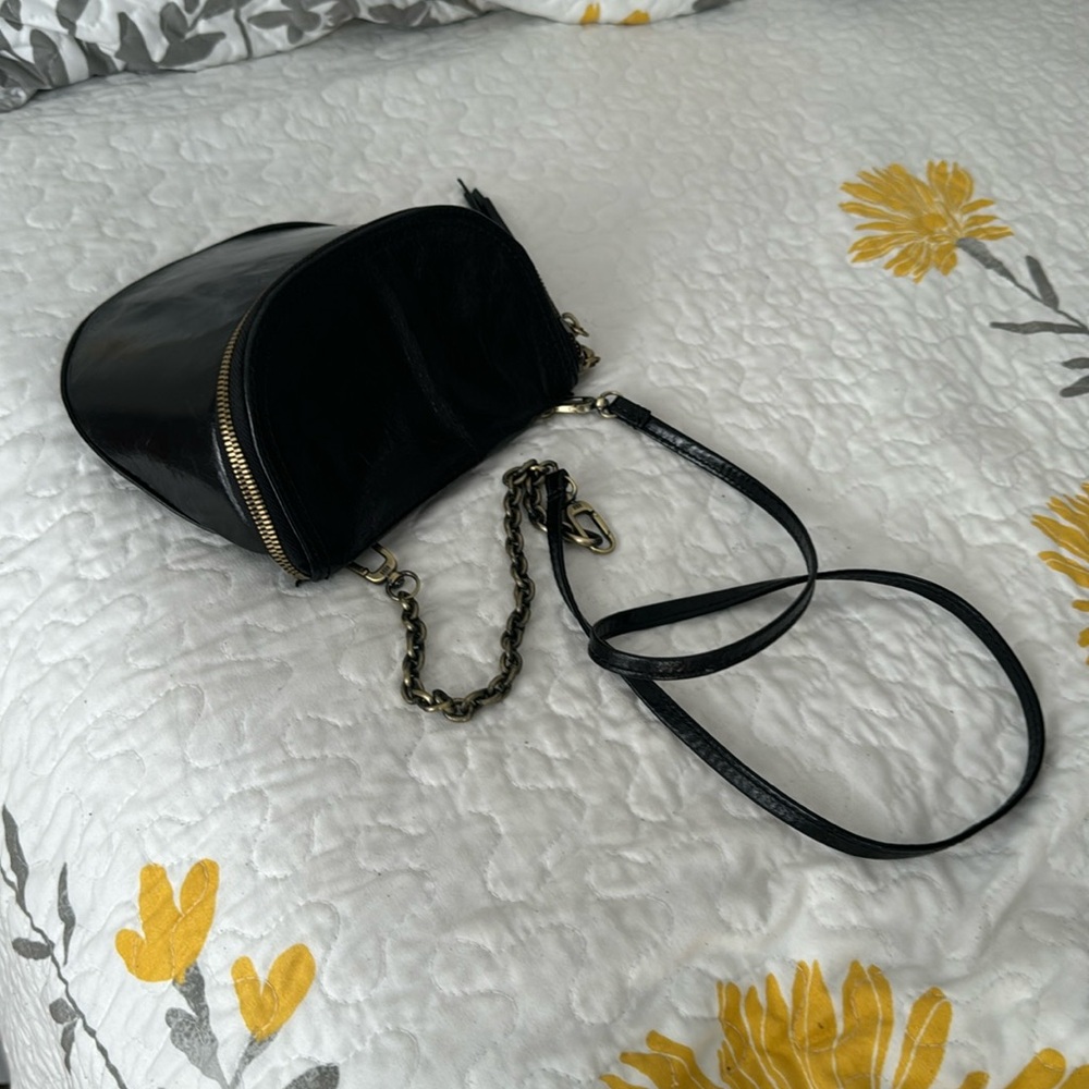 Black leather Hobo crossbody hobo purse